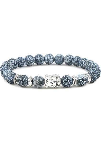 Siyah Yıpranmış Erkek Kadın Yoga Dua Boncuklu Tiger Eye Siyah Lava Taşı Bilezik Budist Başlıklı Moda Takı Pulseira (Yurt Dışından)