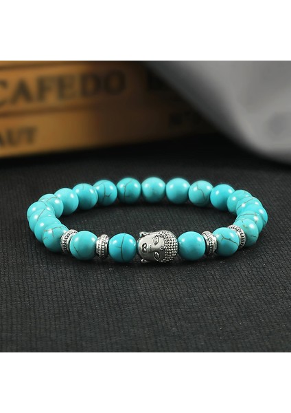 Siyah Yıpranmış Erkek Kadın Yoga Dua Boncuklu Tiger Eye Siyah Lava Taşı Bilezik Budist Başlıklı Moda Takı Pulseira (Yurt Dışından)