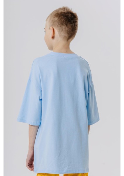Erkek Çocuk Tişört Renkli Ayakkabı Baskılı 9-16 Yaş, Açık Mavi fiyatları