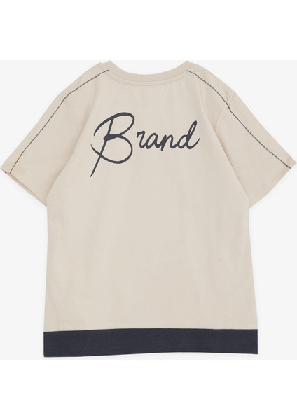 Erkek Çocuk Tişört Yazı Baskılı 8-14 Yaş, Bej fiyatları