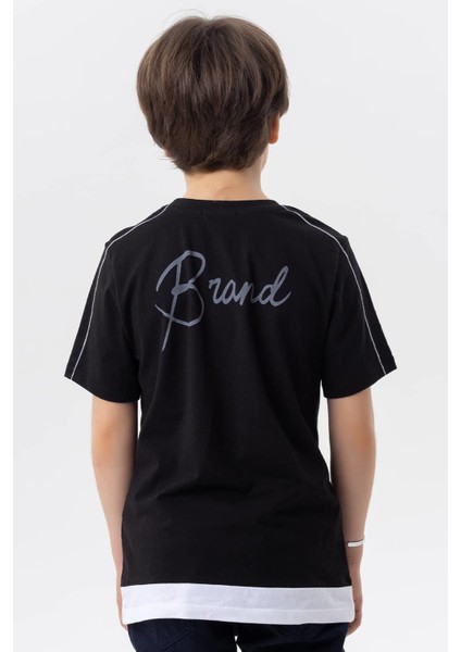 Erkek Çocuk Tişört Yazı Baskılı 8-14 Yaş, Siyah fiyatları