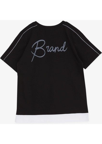 Erkek Çocuk Tişört Yazı Baskılı 8-14 Yaş, Siyah fırsatları