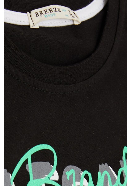 Erkek Çocuk Tişört Yazı Baskılı 8-14 Yaş, Siyah indirimleri