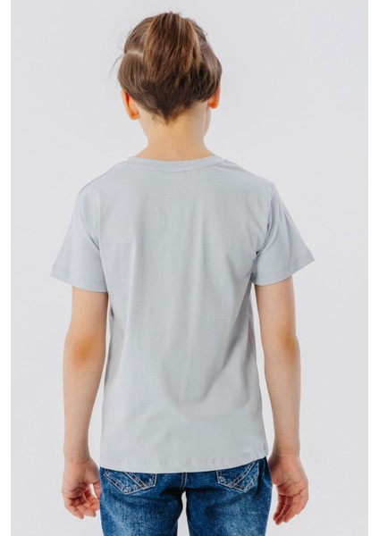 Erkek Çocuk Tişört Yazı Baskılı Cepli 8-12 Yaş, Gri fiyatları