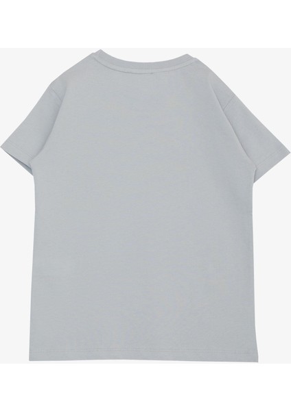 Erkek Çocuk Tişört Yazı Baskılı Cepli 8-12 Yaş, Gri indirimleri