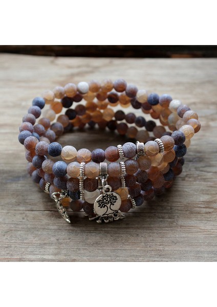 Stil 1 6mm Kahverengi Taş Boncuklu Bilezik Mat Ay Charm Kolye Iyileşme Dengesi Boncuk Yoga Bilezik (Yurt Dışından) fiyatları