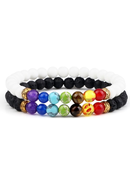 6mm Stil 2 Kadın Erkek Için 7 Çakra Bileklik Denge Buddha Reiki Dua Kaplan Gözü Siyah Doğal Taş Boncuk Yoga Zincir Bilezikler (Yurt Dışından)