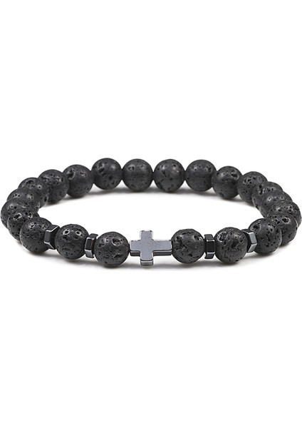 19CM Tarzı Mavi Dua Erkek Doğal Taş Ahşap Boncuk Tespih Hematit Haç Bilezik Oniks Meditasyon Bileklik Kadın Yoga Takı Homme Pulsera (Yurt Dışından) modelleri