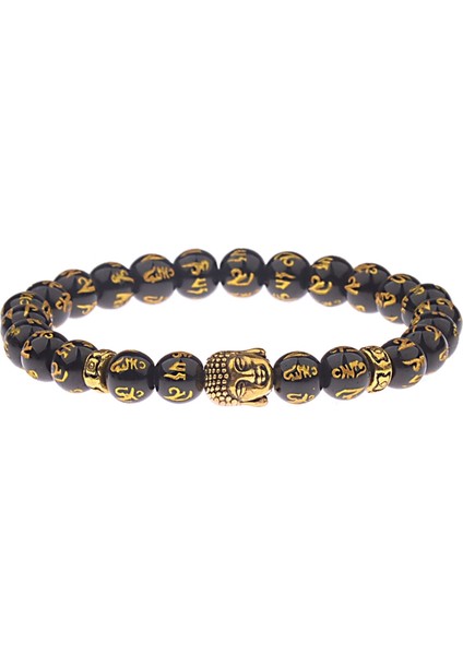 285-1 Büyücü Buda & Kötü Göz Bileklik Kadınlar 8mm Esnek Yuvarlak Parlak Siyah Taş Çakra Bilezikler Erkekler Erkek Bileklik Homme (Yurt Dışından)