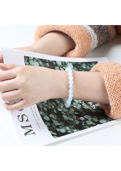 6mm Tarzı Sarı Jd Kadın Moda Pürüzsüz Beyaz Opal Ay Taşı Bilezik Esnek Kordon Elastik Renkli Kedi Göz Taşı Genişletilebilir Halat Takı (Yurt Dışından) indirimleri