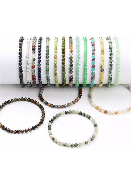 17 cm Tarzı Ejderha Kan Taşı 42 Çeşit Doğal Florit Taş Boncuklu Bilezik Kadın El Yapımı Esnek Bileklik Erkek Kalite A Sodalit Taşlı Pulsera Cilalı Takı (Yurt Dışından)