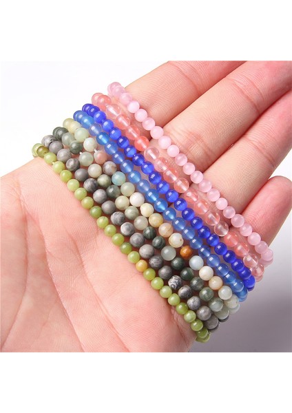 17 cm Tarzı Ejderha Kan Taşı 42 Çeşit Doğal Florit Taş Boncuklu Bilezik Kadın El Yapımı Esnek Bileklik Erkek Kalite A Sodalit Taşlı Pulsera Cilalı Takı (Yurt Dışından)