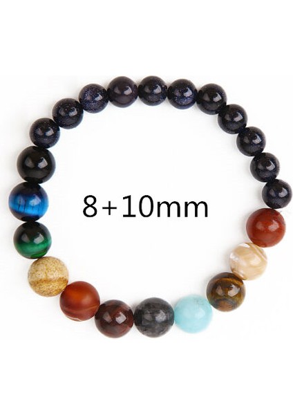 10 mm Galaksi Güneş Sistemi Yıldızlar Dünya Ay Bilezikler Evren Dokuz Gezegen Doğal Taş Bileklik Kadınlar ve Erkekler Için Moda Takı (Yurt Dışından)