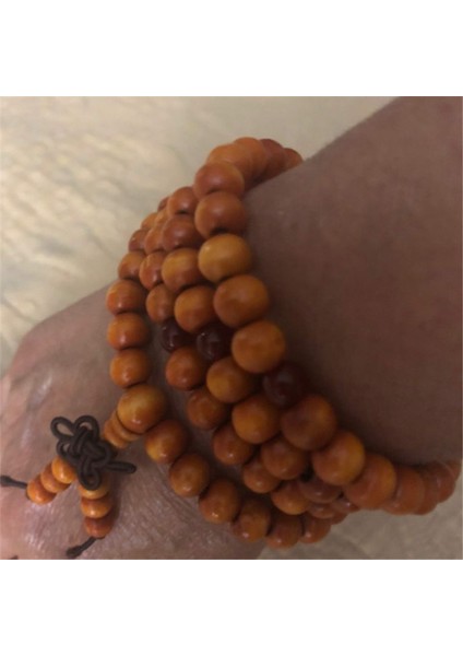 Sarı Dua Boncuk Bileklik 108 Tibetli Budist Tespih Şanslı Wenge Ahşap Bileklik Kadınlar ve Erkekler Için (Yurt Dışından)