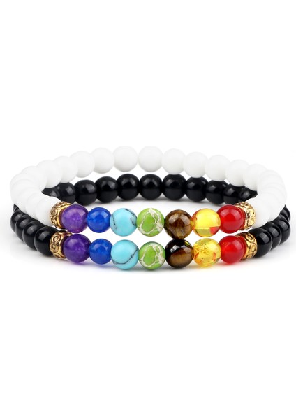 6mm Stil 3 Kadın Erkek Için 7 Çakra Bileklik Denge Buddha Reiki Dua Kaplan Gözü Siyah Doğal Taş Boncuk Yoga Zincir Bilezikler (Yurt Dışından)