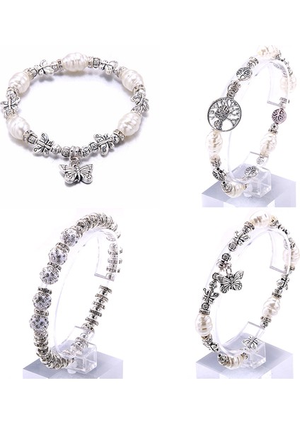 B3295-SİYAH Boom Life Moda Kadın Inci Bileklik 18MM Beş Stil Kadın Takı Kelebek Bilezik (Yurt Dışından) modelleri