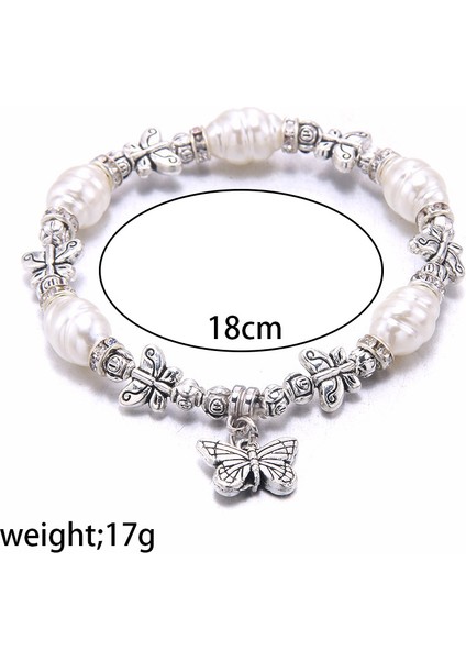B3295-SİYAH Boom Life Moda Kadın Inci Bileklik 18MM Beş Stil Kadın Takı Kelebek Bilezik (Yurt Dışından) fırsatları