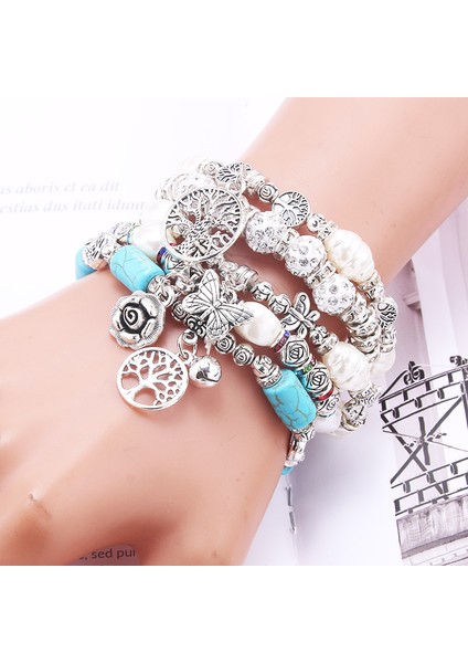 B3295-SİYAH Boom Life Moda Kadın Inci Bileklik 18MM Beş Stil Kadın Takı Kelebek Bilezik (Yurt Dışından) indirimleri