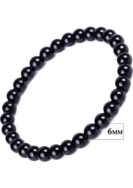 6mm Siyah Obsidyen Bilezik Budist Dua Bereket Taşı Top Boncuk Takı Sevgililer Günü Hediyesi (Yurt Dışından)