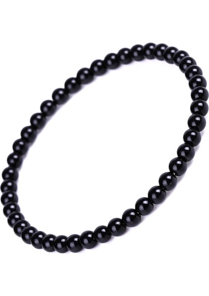 6mm Siyah Obsidyen Bilezik Budist Dua Bereket Taşı Top Boncuk Takı Sevgililer Günü Hediyesi (Yurt Dışından) fırsatları