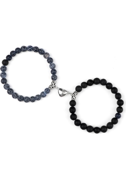 8 mm Tarzı 1 Kalp Şekilli Mıknatıslı Kolye Bileklikler Havalı Taş Bilezikler Takı Çift El Yapımı Esnek Bilezik Yeni (Yurt Dışından)