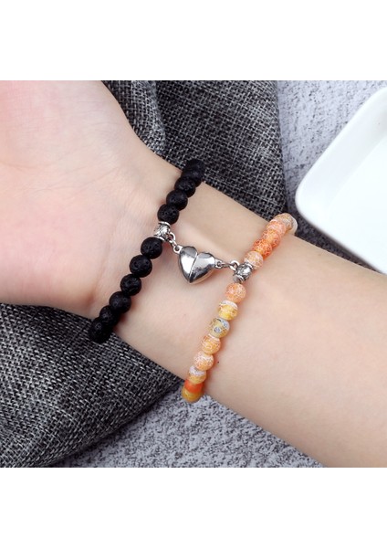 8 mm Tarzı 1 Kalp Şekilli Mıknatıslı Kolye Bileklikler Havalı Taş Bilezikler Takı Çift El Yapımı Esnek Bilezik Yeni (Yurt Dışından) modelleri