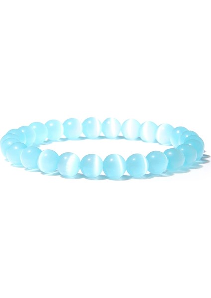 21CM Tarzı 7mavi Kedi Gözü Kadınlar ve Erkekler Için Doğal Taş Boncuklu Bilezik 8mm Boncuklu Lava Agates Kuvars Çakra Yoga Bilezikleri Kadınlar Için Takı Hediye (Yurt Dışından)