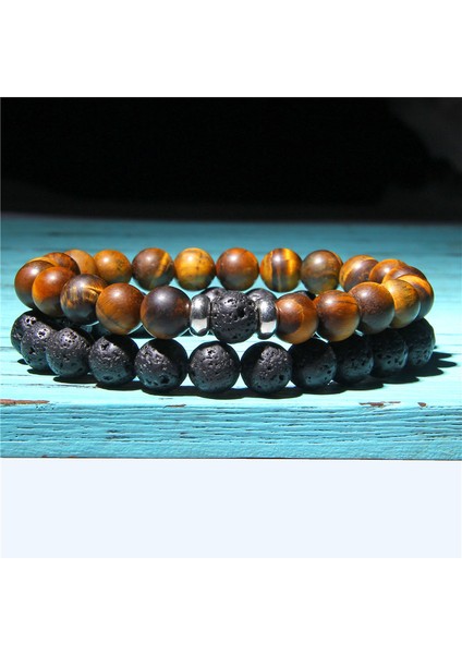 23CM Tarzı Kantaşı Doğal Taş Kaplan Gözü Lav Taş Bilezik Erkek Kadın Takı Hediye Fırsatı (Yurt Dışından) fırsatları