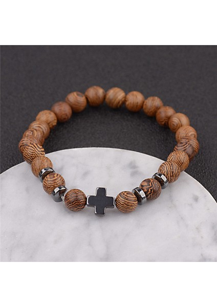 Çapraz 2 Unisex Kadın Erkek Yoga 108 Boncuklu Doğal Sandal Ağacı Budist Buddha Ahşap Tesbih Kolye Tespih Om Bileklik (Yurt Dışından)