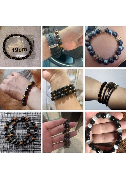 23CM Tarzı Mat Doğal Siyah Obsidiyen Hematit Kaplan Gözü Boncuklu Bilezik Erkekler Için Manyetik Sağlık Koruma Kadınlar Takı Pulsera Hombre (Yurt Dışından) modelleri