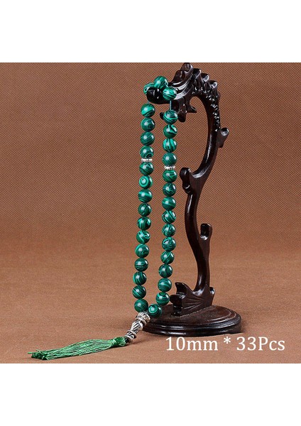 Toz Kristal 10MM Yeşil Malakit Taş Bileklik Püskül Kolye 33 Dua Boncuklu Islam Müslüman Tesbih Allah Muhammed Tespih Kadınlar Erkekler Için (Yurt Dışından) fiyatları