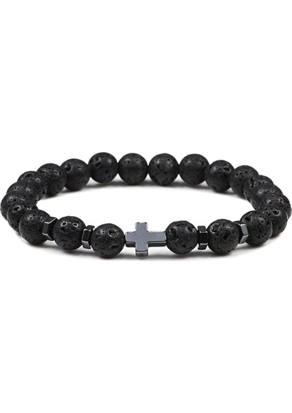 Model Sıcak Erkek Doğal Lav Taşı Boncuk Bilezik Hematit Haç Tespih Meditasyon Dua Isa Bileklik Kadın Yoga Takı (Yurt Dışından) fırsatları