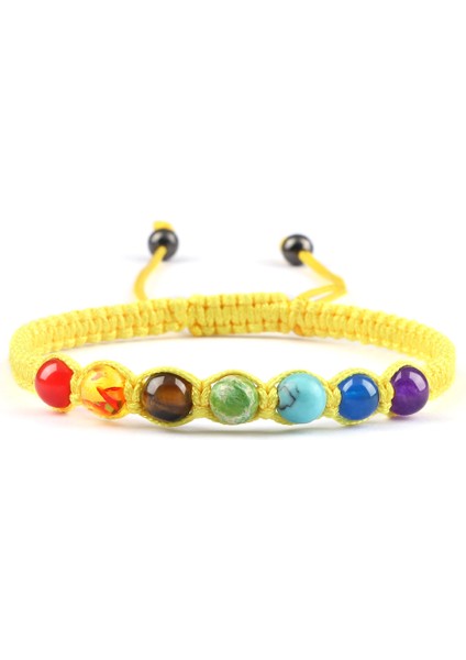 Sarı 6mm 7 Çakra Örgü Doğal Taş Bileklik Yüksek Enerji Şifa Bilezik Çift Yoga Takı Zincir Pulsera Arkadaşa Hediye (Yurt Dışından)