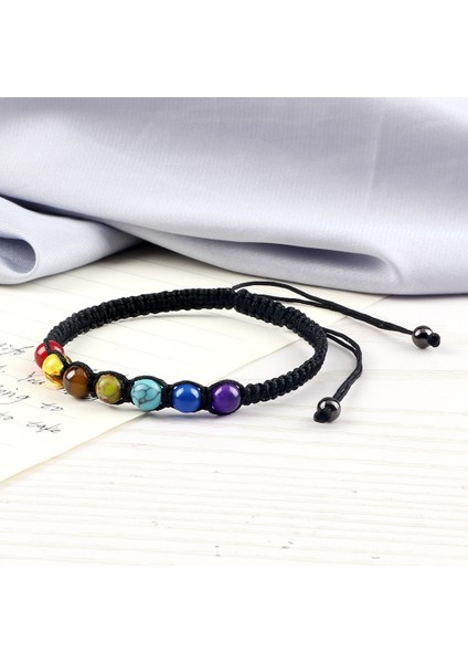 Sarı 6mm 7 Çakra Örgü Doğal Taş Bileklik Yüksek Enerji Şifa Bilezik Çift Yoga Takı Zincir Pulsera Arkadaşa Hediye (Yurt Dışından)