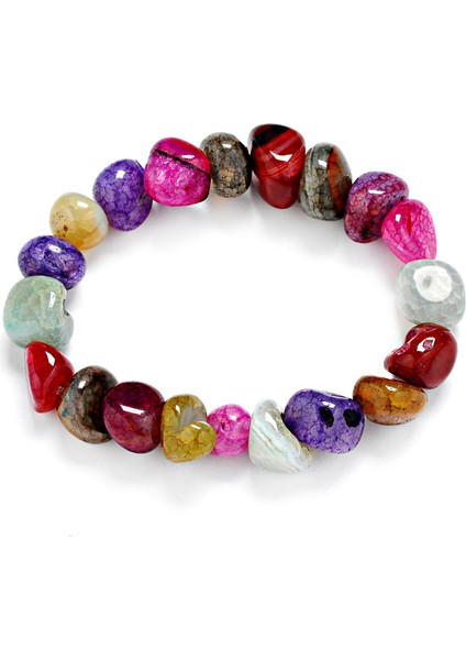 Kırmızı Gül Kadınlar Için Karışık Renkli Şekilli Doğal Taş Bileklikli Rastgele Buz Çatlağı Düzensiz Doğal Taş Takı (Yurt Dışından) modelleri