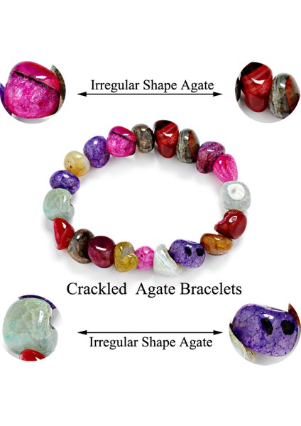 Kırmızı Gül Kadınlar Için Karışık Renkli Şekilli Doğal Taş Bileklikli Rastgele Buz Çatlağı Düzensiz Doğal Taş Takı (Yurt Dışından) indirimleri