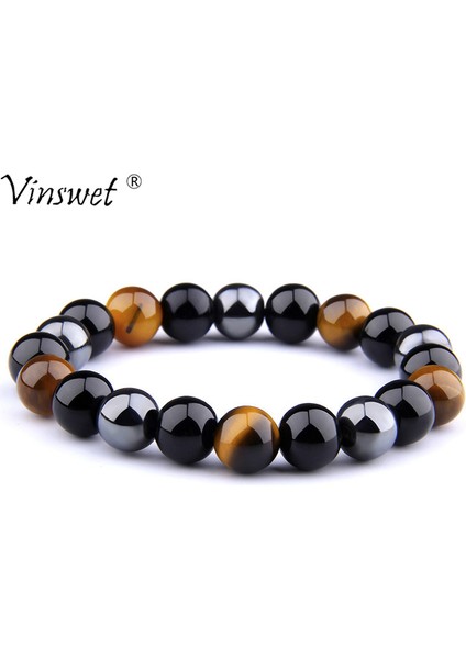 17CM Tarzı 8 mm Rüya Doğal Siyah Obsidiyen Hematit Kaplan Gözü Boncuklu Bilezik Erkekler Için Manyetik Sağlık Koruma Kadınlar Takı Pulsera Hombre (Yurt Dışından) fiyatları