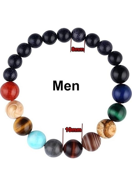 ERKEKLER-10MM-8MM Aşıklar Sekiz Gezegen Doğal Taş Bileklik Evren Yoga Çakra Galaksi Güneş Sistemi Boncuk Bilezikler Erkek Kadın Takı (Yurt Dışından)