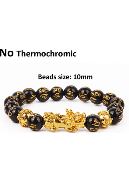 C-10MM Termokromik Pixiu Bileklik Mantra Iyi Şans ve Zenginlik Getirir Budizm Inanç ile Pixiu Çin Antik Hayvan Boncuklu Bilezikler (Yurt Dışından)