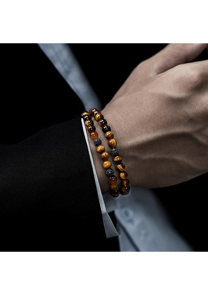 No.4 Boyutu 2 Parça Taç Erkek Bilezik Set Moda Altın Renk El Yapımı Yeni Strand Taş Boncuk Bilezik Erkek Takıları Için Pulsera Hombre (Yurt Dışından)
