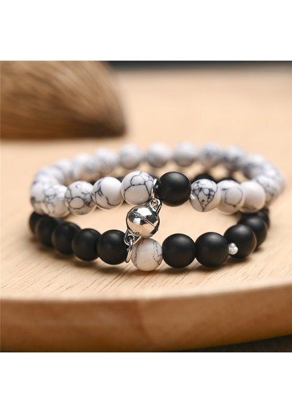 AN202140102-18 Beyaz Siyah Çift Manyetik Bileklik Doğal Taş Eşleştirme Bilezik Sevgililer Için Manyetik Bilezik Takı Hediye (Yurt Dışından) modelleri