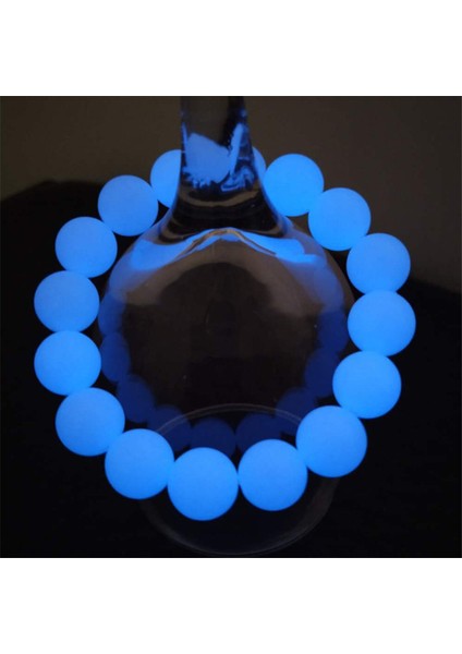 Mavi 12 Büyücü Erkek Bileklik Luminöz Floresan Taş Inci Gece Işığı Takı Işık Yansıtan Kolye Kızlar Için Pulsera Antiestres Bijoux (Yurt Dışından)