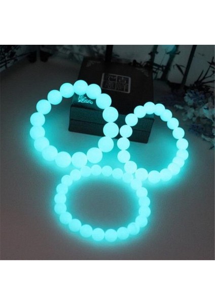 Mavi 12 Büyücü Erkek Bileklik Luminöz Floresan Taş Inci Gece Işığı Takı Işık Yansıtan Kolye Kızlar Için Pulsera Antiestres Bijoux (Yurt Dışından)
