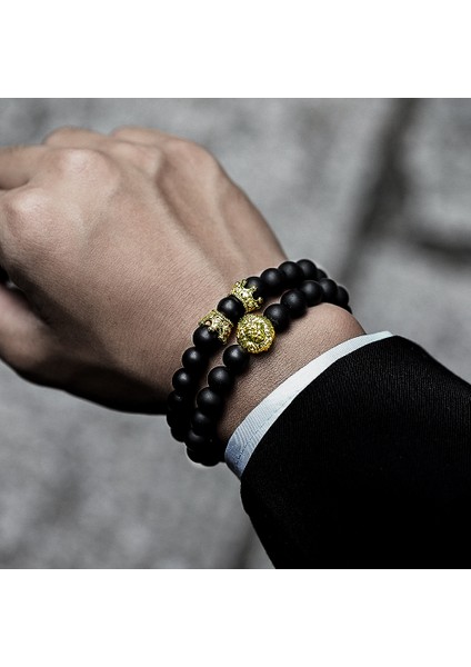 No.8 Boyutu 2 Parça Taç Erkek Bilezik Set Moda Altın Renk El Yapımı Yeni Strand Taş Boncuk Bilezik Erkek Takıları Için Pulsera Hombre (Yurt Dışından) modelleri