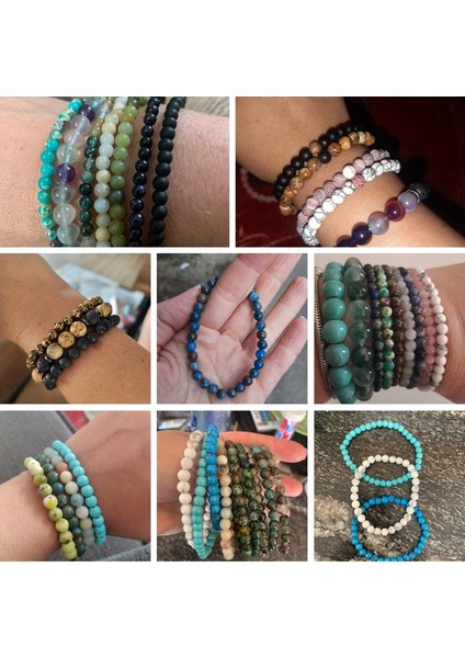 19CM Tarzı Siyah Tabanca Kaplama 6mm Doğal Taş Boncuk Bilezik Mavi Kaplan Gözü Lapis Lazuli Elastik Bilezik Kadın Erkek Yoga Enerji Takı Için (Yurt Dışından) modelleri