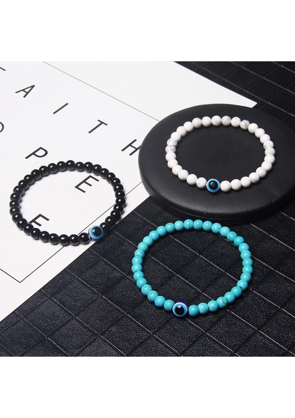 23CM Tarzı Tip 3 Moda 6mm Doğal Taş Boncuk Nazar Boncuklu Bilezik El Yapımı Hematit Türk Nazar Bileziği Kadın Erkek Yoga Reiki Takı (Yurt Dışından) fiyatları