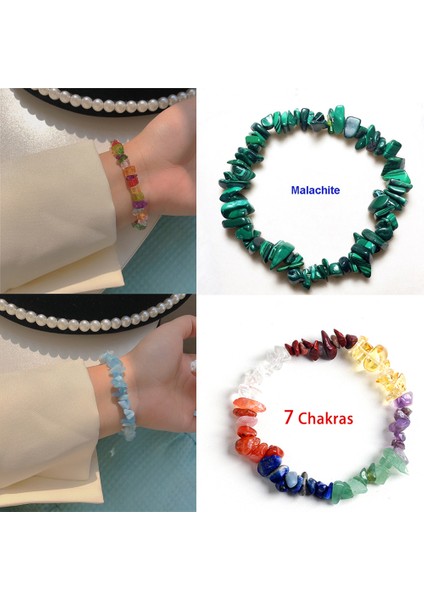 Kar Tanesi Taşı Doğal Kristal Taş Bileklik Labradorit Malakit Kristal Pembe Kuvars Yapı Seti Moonstone - El Yapımı Bilezikler (Yurt Dışından)