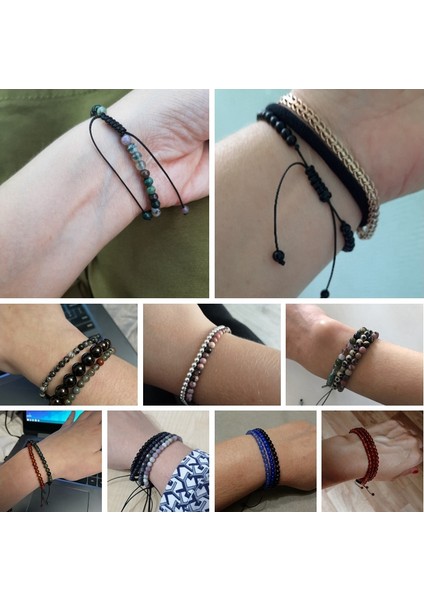 Ayarlanabilir Stil 4. Yeni Kutup Kadınlar Için Ayarlanabilir 4mm Taş Boncuk Bilezik Doğal Akik Yakut Oniks Lapis Lazuli Örme Bilezik Yeni Yıl Hediye Takı (Yurt Dışından) fırsatları