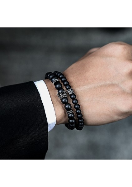 No.7 Boyutu 2 Parça Taç Erkek Bilezik Set Moda Altın Renk El Yapımı Yeni Strand Taş Boncuk Bilezik Erkek Takıları Için Pulsera Hombre (Yurt Dışından)
