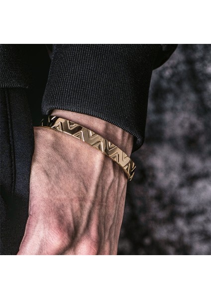 M 180MM-200MM Stili Altın Gül Lüks Titanyum Paslanmaz Çelik Bilezik Klasik V Tasarım Manşet Bilezik Kadınlar Erkekler Açık Bilezik Satışı (Yurt Dışından) modelleri